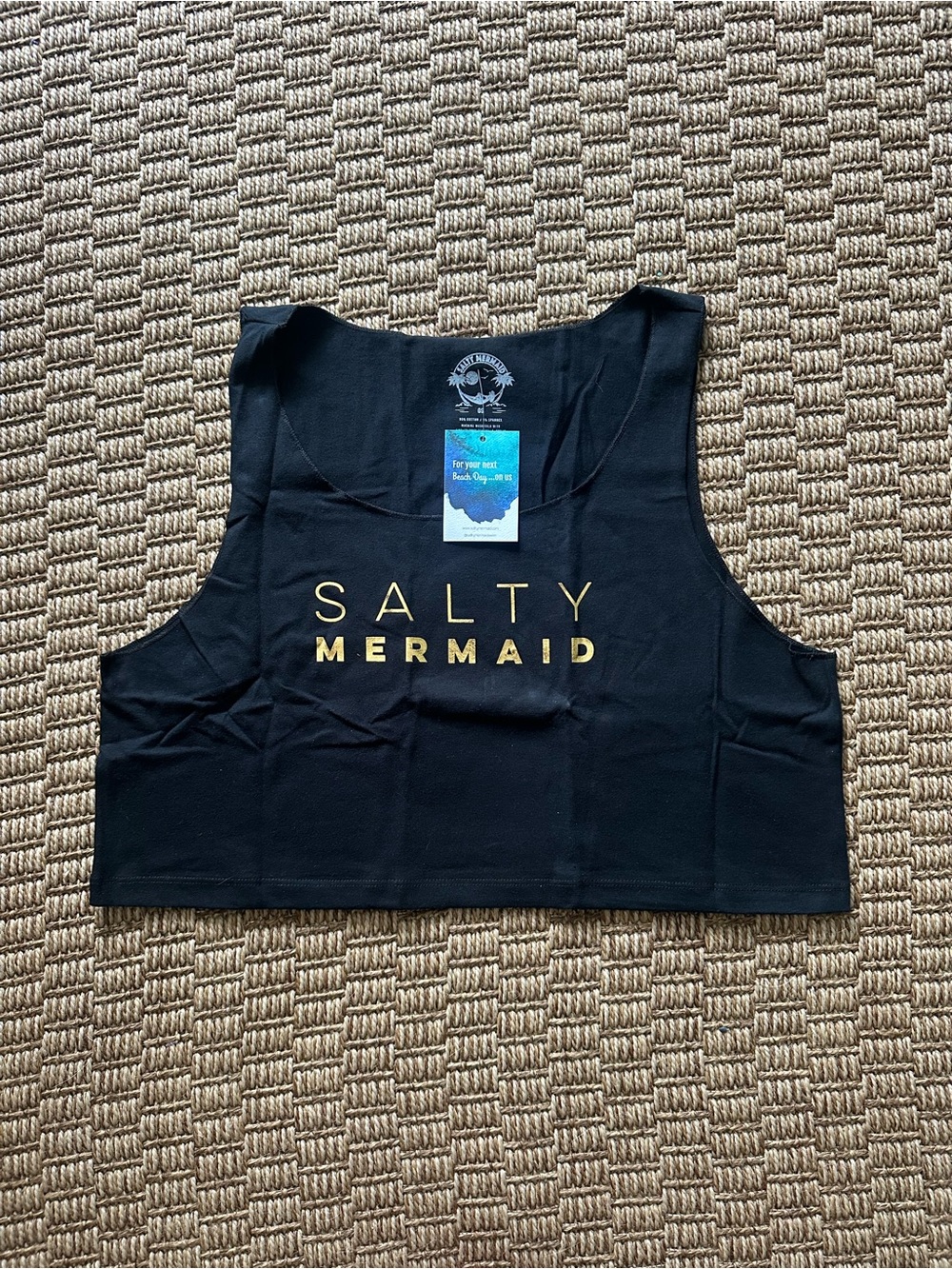 Salty Mermaid Black Crop Tank Top
